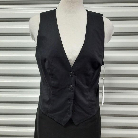 Reformation Jackets & Blazers - Reformation Devin Twill Vest Womens Size 10 Black Sleeveless Button Front Top